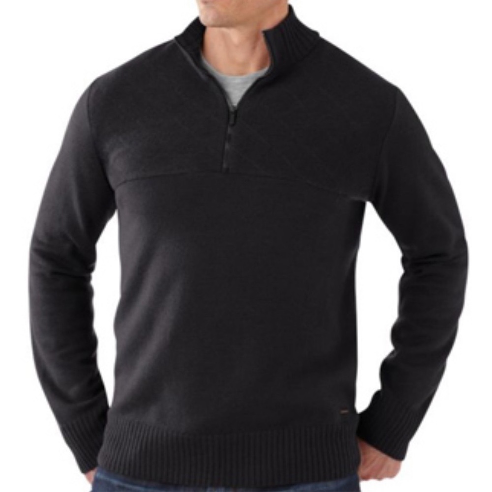 Smartwool Men’s Conundrum Peak Half-Zip Sweater Large Black merino wool skiing